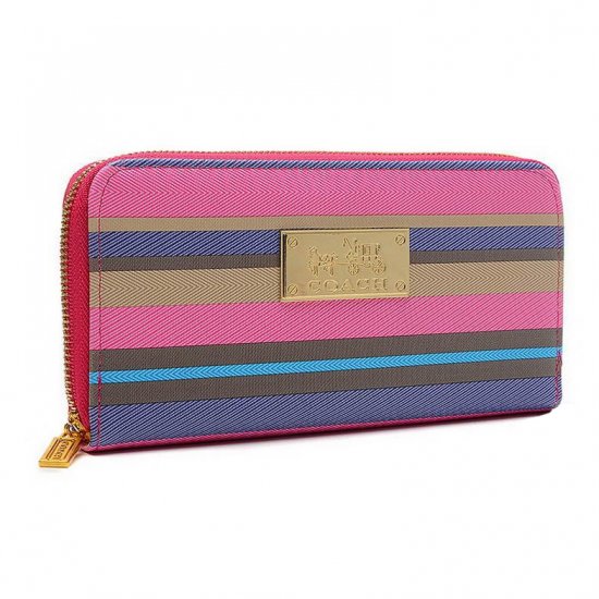 Coach Poppy Striped Large Pink Multi Wallets EVC | Women